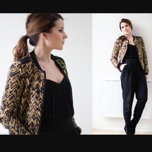 Zara Trafaluc Jacquard Knit Bomber Jacket Size XS